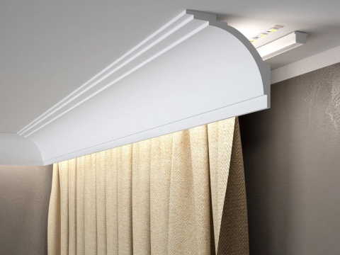 MARDOM DECOR Maskownica Karnisza / Listwa Oświetleniowa MD105 – Do Malowania – Długość 200 cm – Wysokość 6,8 cm