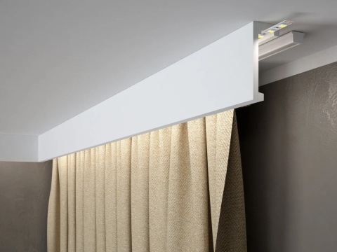 MARDOM DECOR Maskownica Karnisza / Listwa Oświetleniowa QL026T – Do Malowania – Długość 200 cm – Wysokość 10 cm
