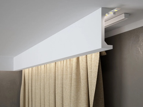 MARDOM DECOR Maskownica Karnisza / Listwa Oświetleniowa QL046 – Do Malowania – Długość 240 cm – Wysokość 12 cm