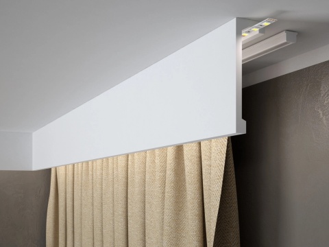 MARDOM DECOR Maskownica Karnisza / Listwa Oświetleniowa QL036T – Do Malowania – Długość 200 cm – Wysokość 14,8 cm