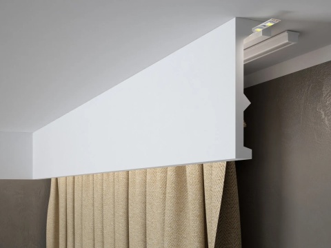 MARDOM DECOR Maskownica Karnisza / Listwa Oświetleniowa QL056 – Do Malowania – Długość 240 cm – Wysokość 17,9 cm