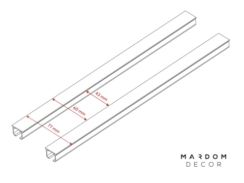 MARDOM DECOR Zestaw Karniszowy Podwójny D100 z Żabkami – Aluminiowy Biały – Długość 100 cm